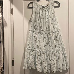LOFT Powder Blue Eyelet Shift Dress (S)